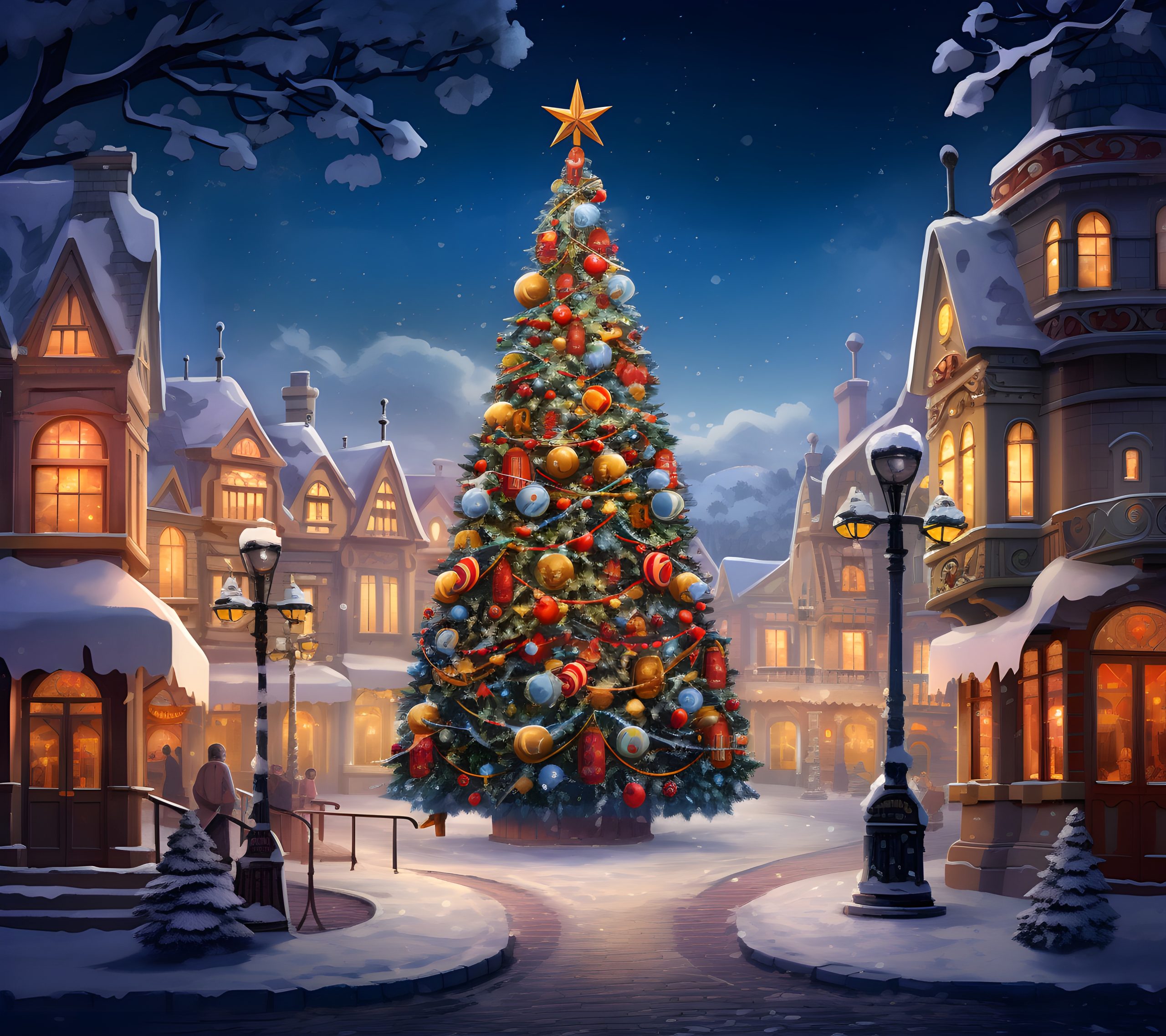 Christmas Tree With Christmas Village