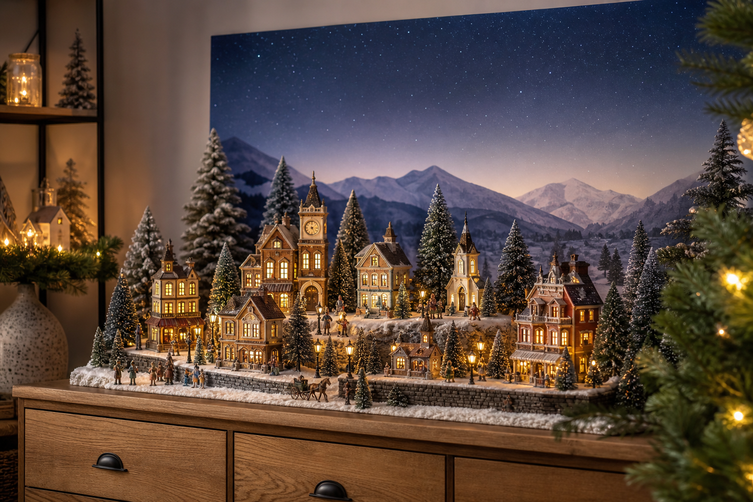 christmas village backdrop ideas