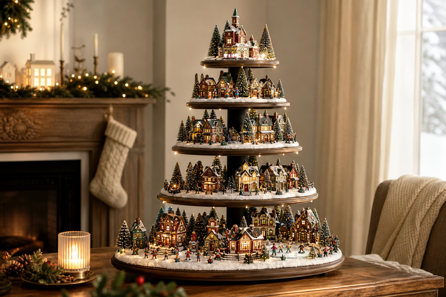 christmas village display tree featured image